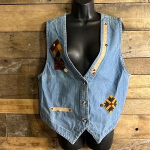 Blue Diamond Denim Vintage Quilting Hobbyist Vest